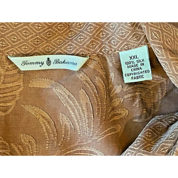 NWT Tommy Bahama Men's XXL Shirt 100% Silk Hawaiian Rust Brown Button Up Beach - Picture 7 of 8